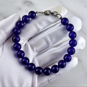 Natural Amethyst Beaded Bracelet | 8mm Purple Gemstones | 7-8” Lobster Clasp